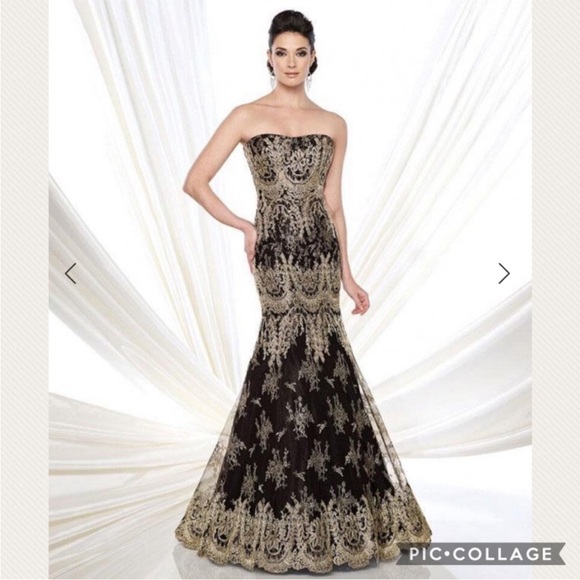 Ivonne D exclusively for Mon Cheri black and gold long gown - Picture 2 of 9